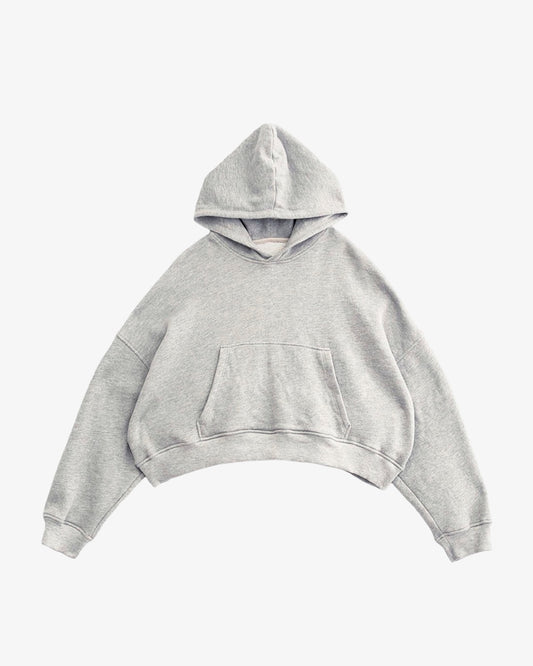 HEATHER CROPPED PULLOVER HOODIE